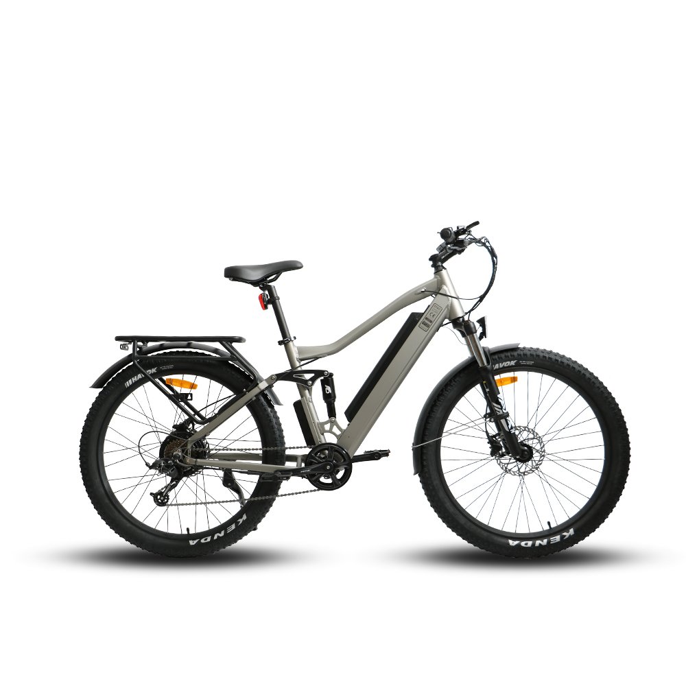 BTN US Warehouse 36V 350W 750W 27.5*3.0 Fat Tire Electric Hunting Fishing Electric Mountain Bike Full Suspension Off Road Ebike