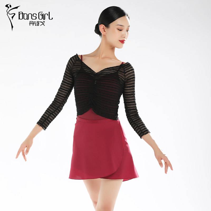 Dan Shigu Dance Dance Ballet Cover outer V -neck Performance Words and Flowers Nets