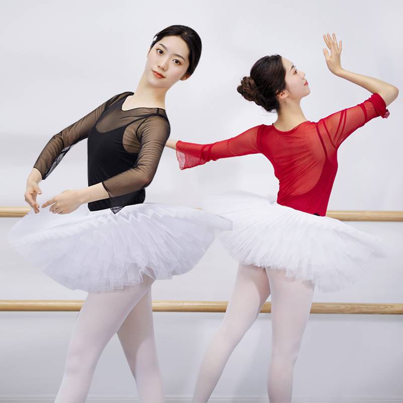 Dance clothing net yarn top female adult ballet exercise gymnastics clothing shape clothes classical W dance base training clothing yarn