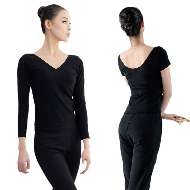 Dance practice service female adult jacket ballet clothes cross V -neck dance body classical yoga gymnastics training
