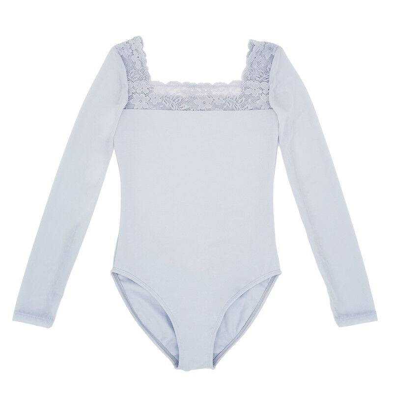 Baiwu Children's Ballet Dance Services Gargam Long -sleeved Lace Stroke Practice Gymnastics 119242307 Tobacco Powder 1