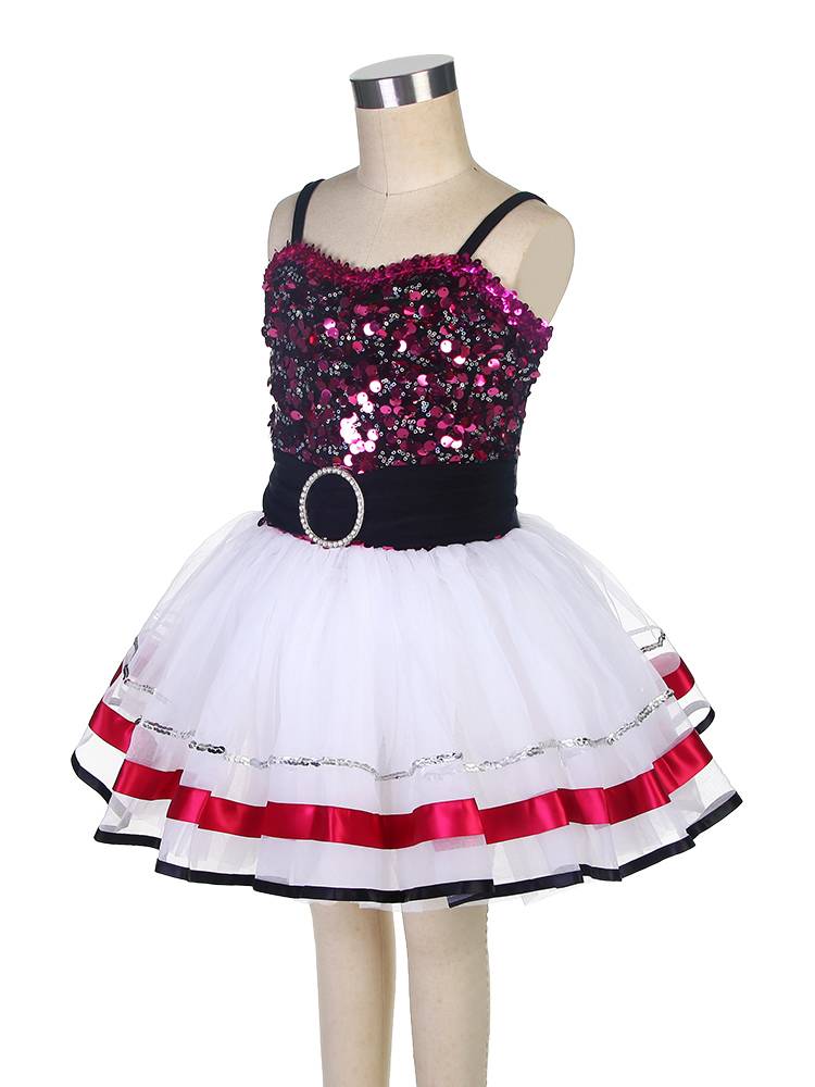 Ballet performance service children's rose red professional performance clothes sequins short skirt competition ballet tutu skirt