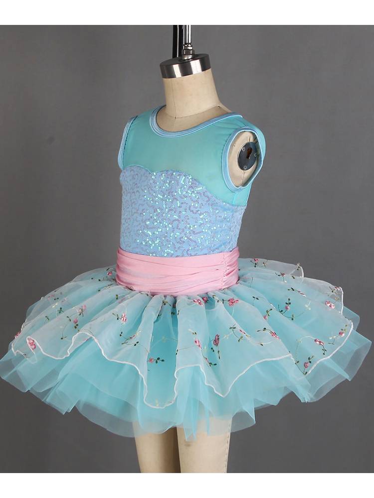 Ballet performance service children's professional dance clothing short skirt blue puff skirt competition sequin ballet TUTU skirt