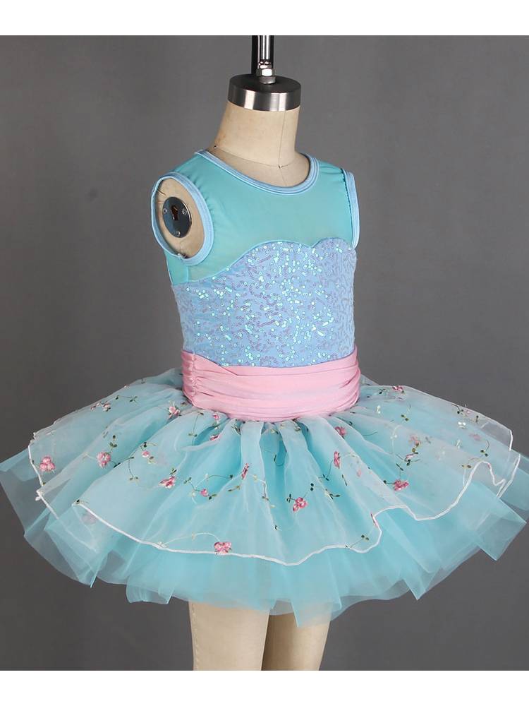 Ballet performance service children's professional dance clothing short skirt blue puff skirt competition sequin ballet TUTU skirt