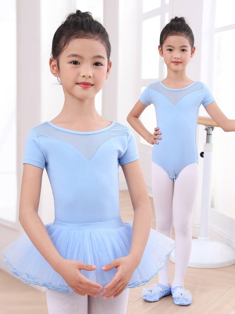 Children's dance clothing girl practice clothes dancing summer ballet skirt short -sleeved girl children Chinese dance clothing