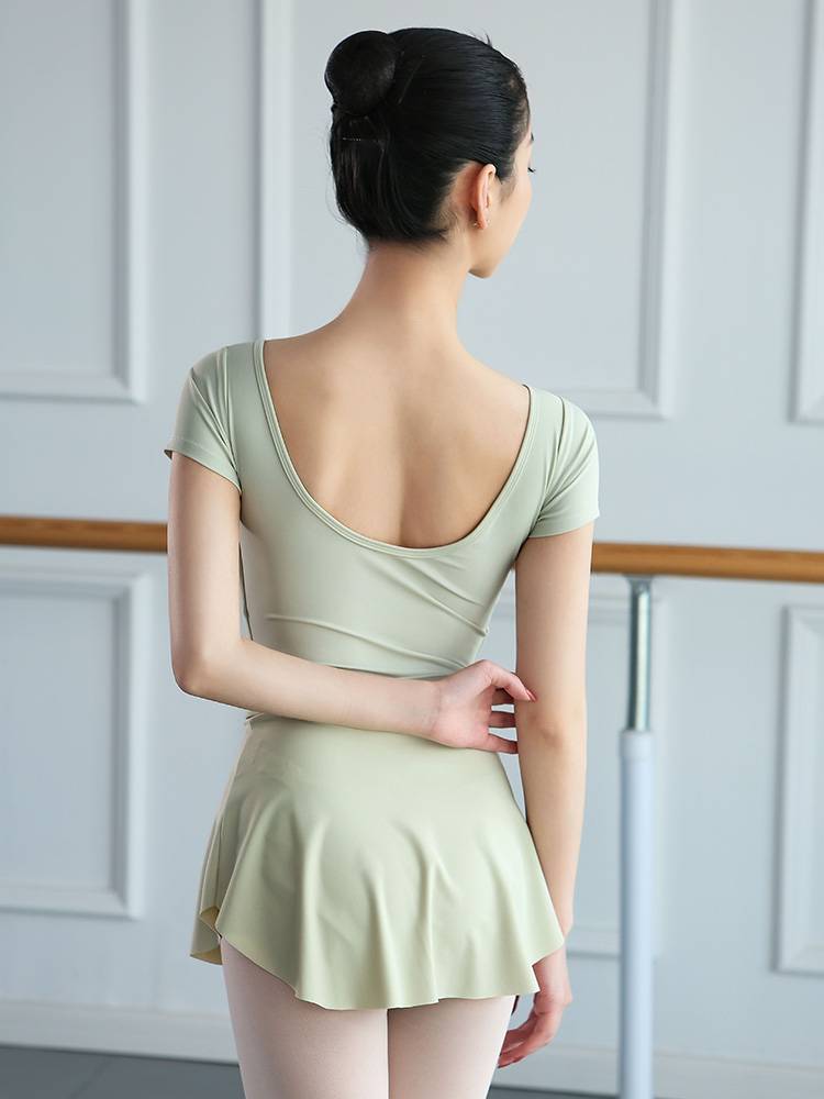 Little jasmine dance service female ballet exercise uniform adult clothing round neck short -sleeved gymnastics kick training uniform