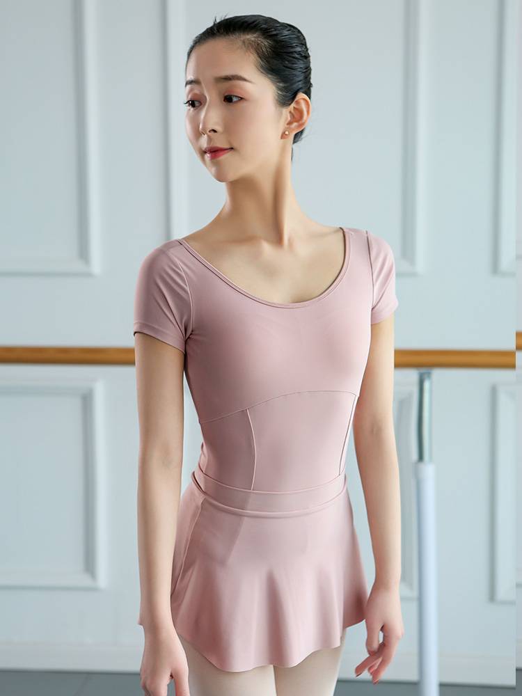 Little jasmine dance service female ballet exercise uniform adult clothing round neck short -sleeved gymnastics kick training uniform