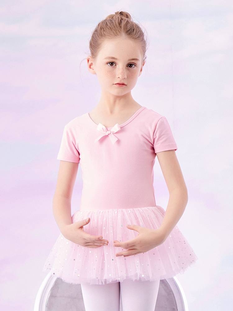 Dance clothes children's ballet skirt short -sleeved young children Chinese dance summer dance skirt, dressing exercise dress skirt