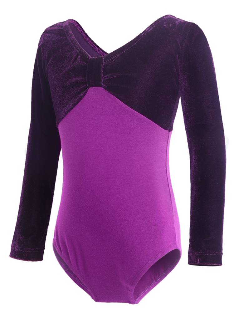 Children's dance service female spring and autumn velvet long sleeves Chinese dance test -level exercise service art test thickened ballet -shaped sports uniform