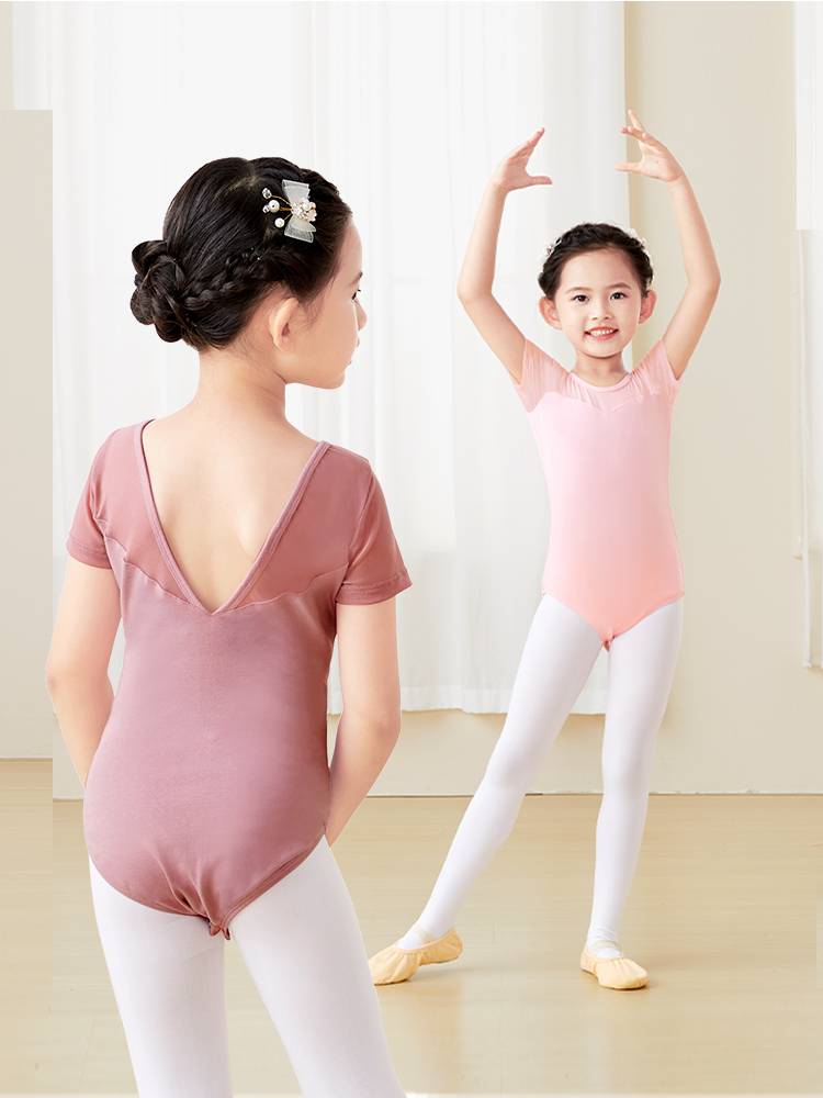 Dance service children's short -sleeved summer Chinese dance test -level clothes body ballet exercise uniform dancing connective clothes