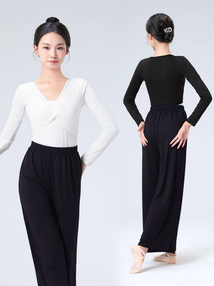 Dance service top female Chinese modern dance ballet exercise, long -sleeved classical dance -shaped twisting semios