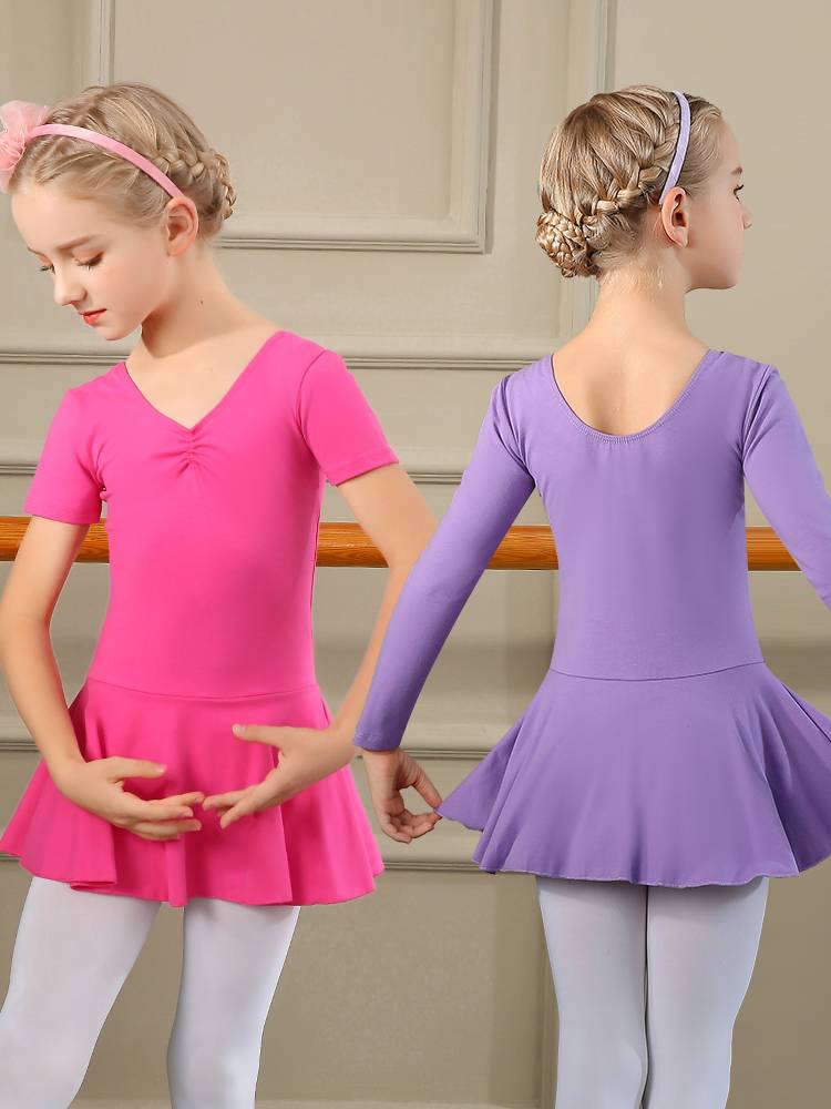 Ballet dance skirt Children and girls conjoined short -sleeved summer body practice pink dancing performance professional girl young children dancing