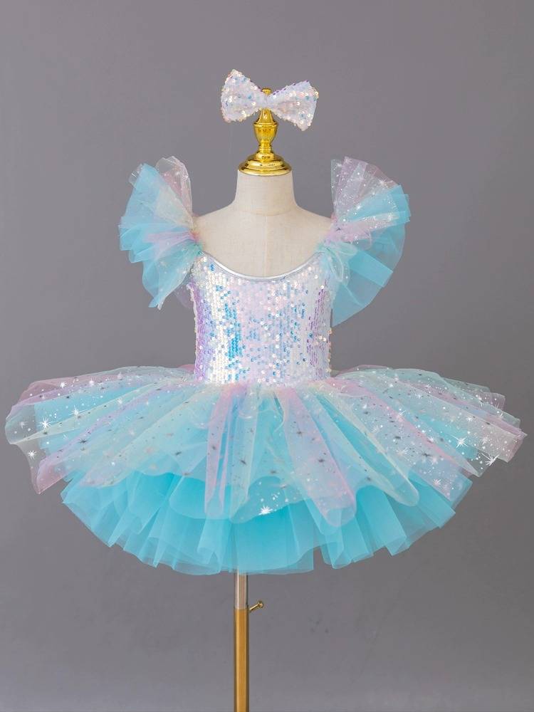 New ballet dance skirt tutu skirt colorful puffy skirt cute princess sequins swan dance performance