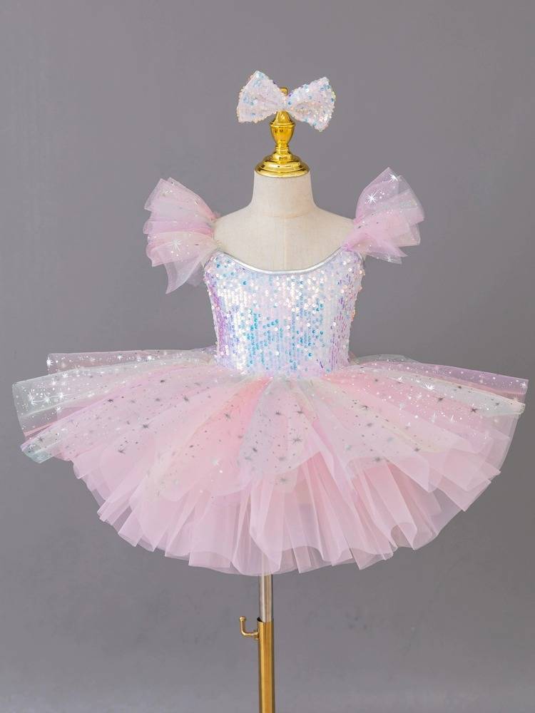 New ballet dance skirt tutu skirt colorful puffy skirt cute princess sequins swan dance performance