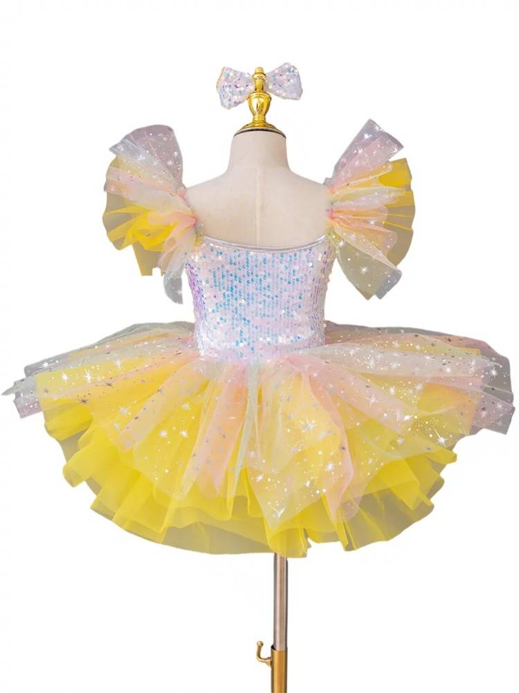 New ballet dance skirt tutu skirt colorful puffy skirt cute princess sequins swan dance performance