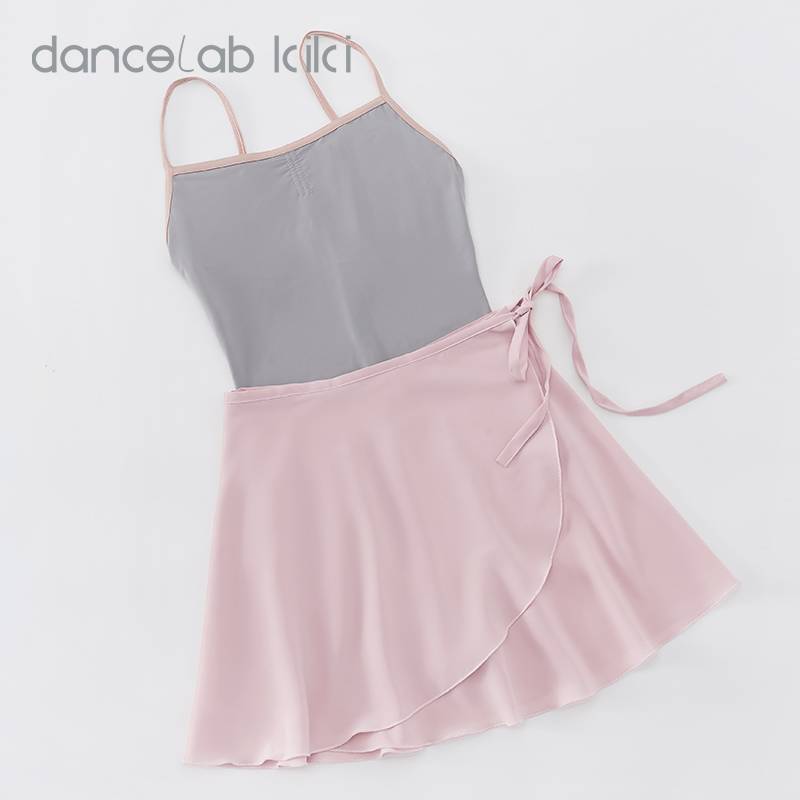 Dancelabkiki ballet training uniform basic suspender cream sandwich, contrasting color shoulder strap base training chest drawing