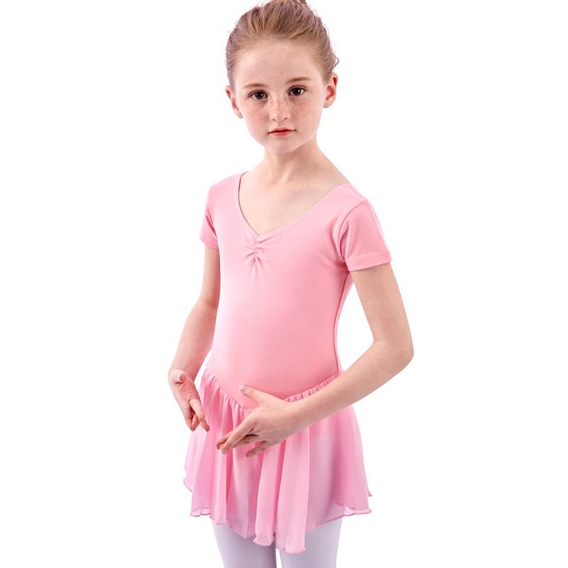 Dance service children's summer short -sleeved exercise ballet skirt Chinese dance dance test service girl gymnastics uniforms