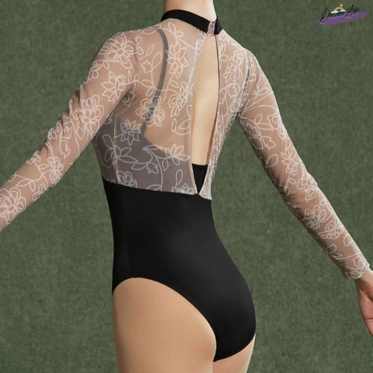 2024 new ballet dance long -sleeved skills test -shaped sports service women's gymnastics exercises, fake fake two lace conjoined uniforms