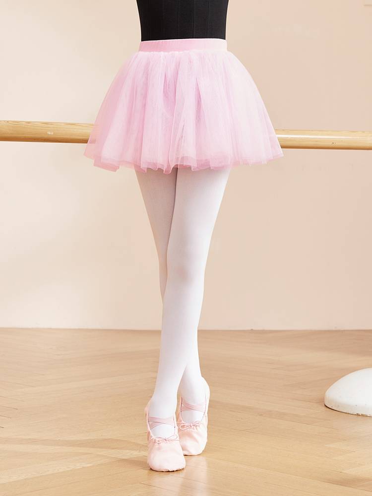 Children's dance gauze skirt white ballet skirt girl dancing short skirt practicing puff skirt half skirt