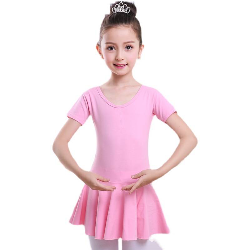 Clear version of Qingcang Children's Dance Server Girls Practice Girls Girls Summer Short Sleeve Dance Dance Ballet Skirt Chinese Dance