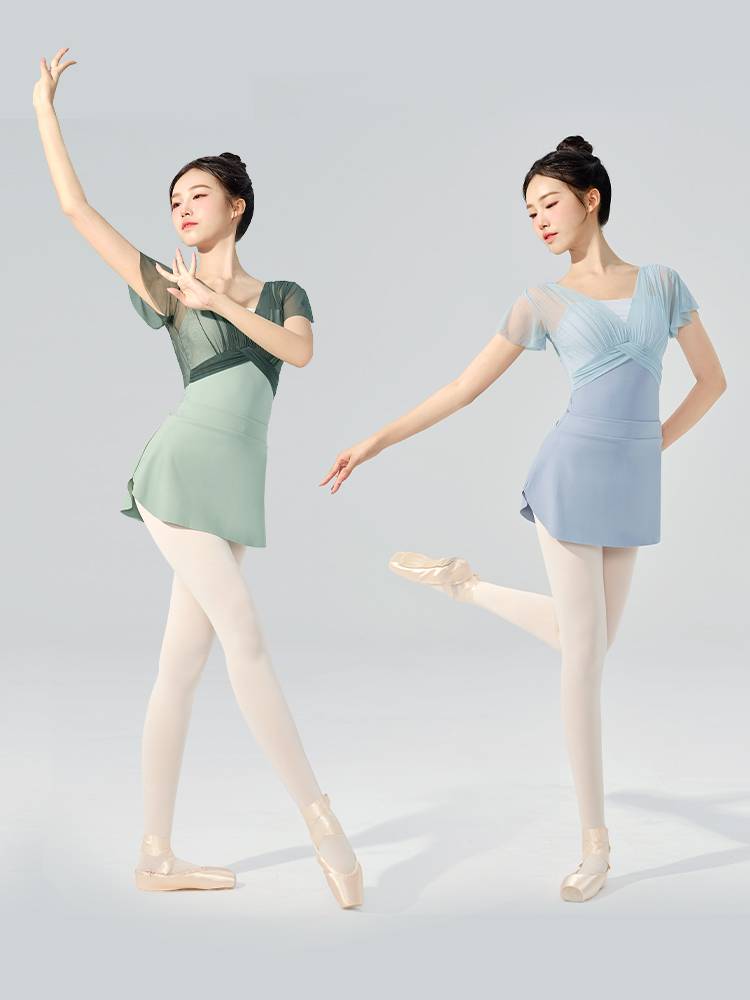 Ballet dance exercise female summer short -sleeved adult dance service girl art gymnastics clothes shape classical dance set
