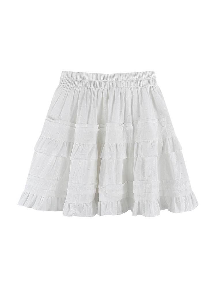 Sweet ballet style white ruffled border light skirt women's summer small cake panton skirt short skirt