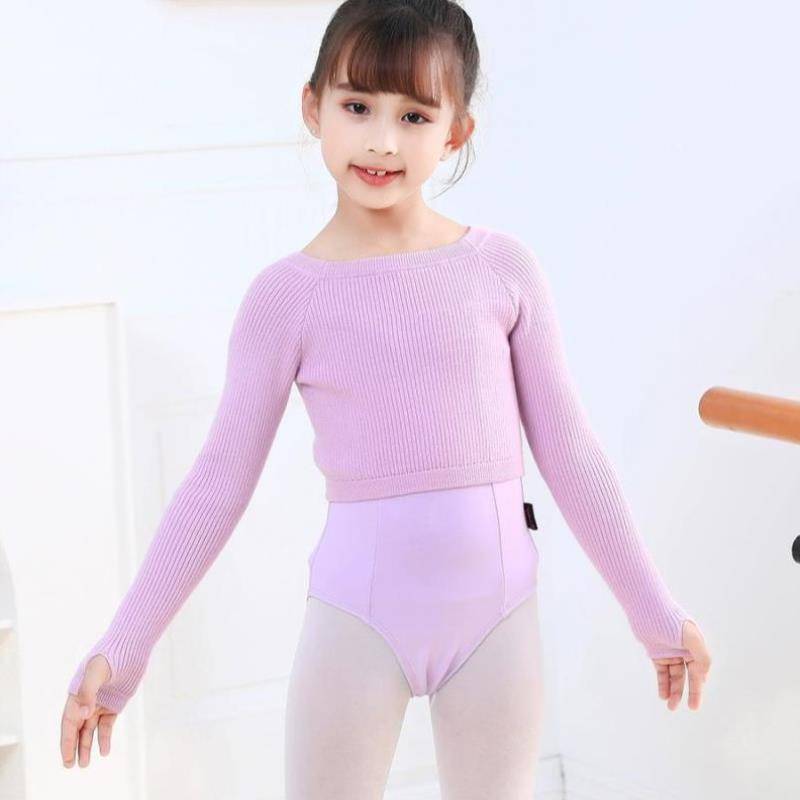 Dance service children's long -sleeved sleeves refer to dance sweater jacket autumn and winter Chinese dance ballet exercise jacket