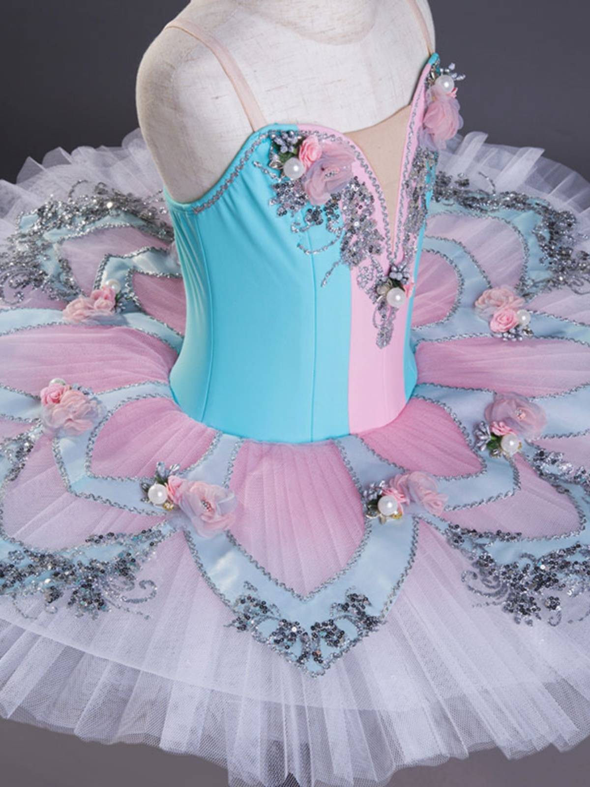 Girl Ballet Professional Competition Custom Fashion Blue Pink Elastic Simple Tutu Disk Disk Hard veil Stage dance clothing