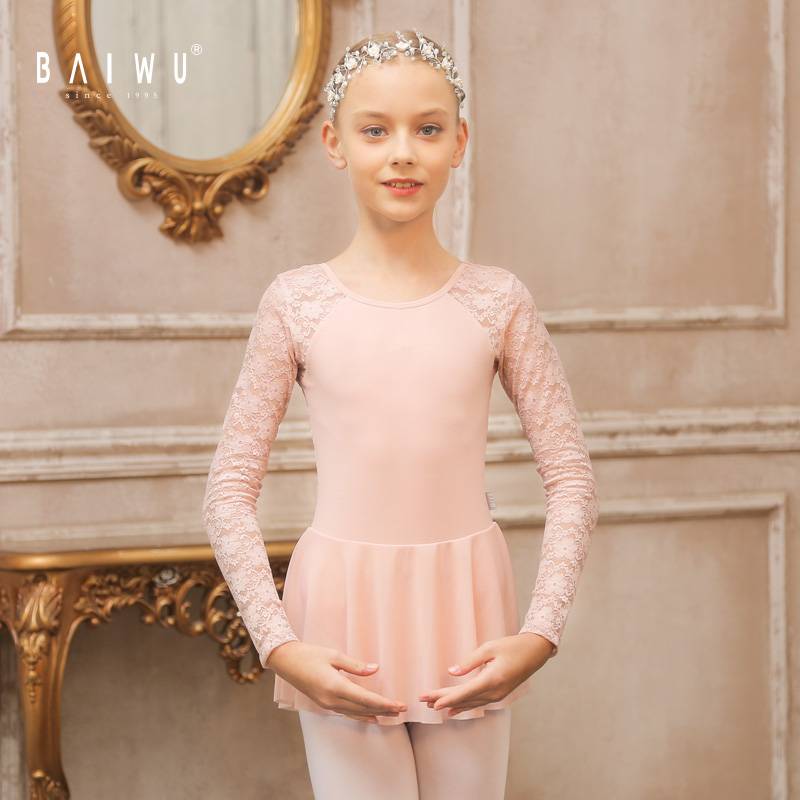 Baiwu ballet practice service girl dance service long -sleeved conjoined clothes lace shape 120242007