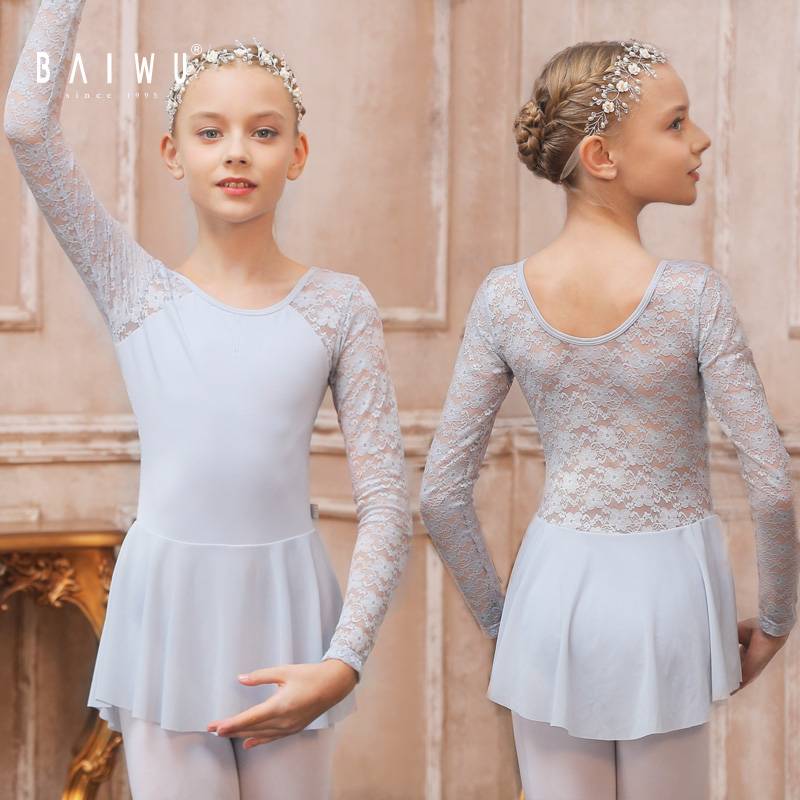 Baiwu ballet practice service girl dance service long -sleeved conjoined clothes lace shape 120242007
