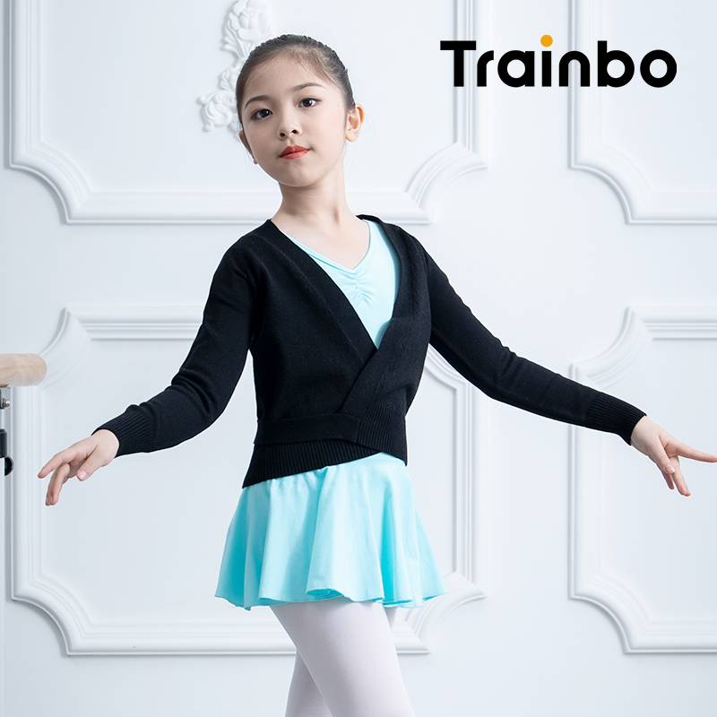 Children's dance jacket girl autumn and winter sweater small sweater velvet girl dancing and warm ballet exercise uniform