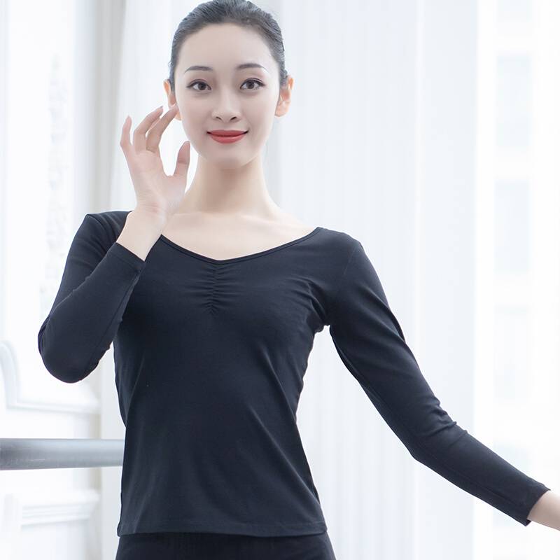 Dance practice service long -sleeved autumn and winter top adult female modern classical Latin ballet body training dancing set