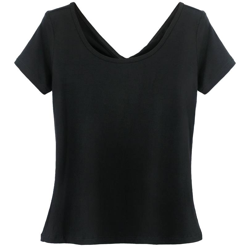 Spot dance service female adult ballet exercises summer A season round collar shirt short -sleeved Latin T -shirt base training