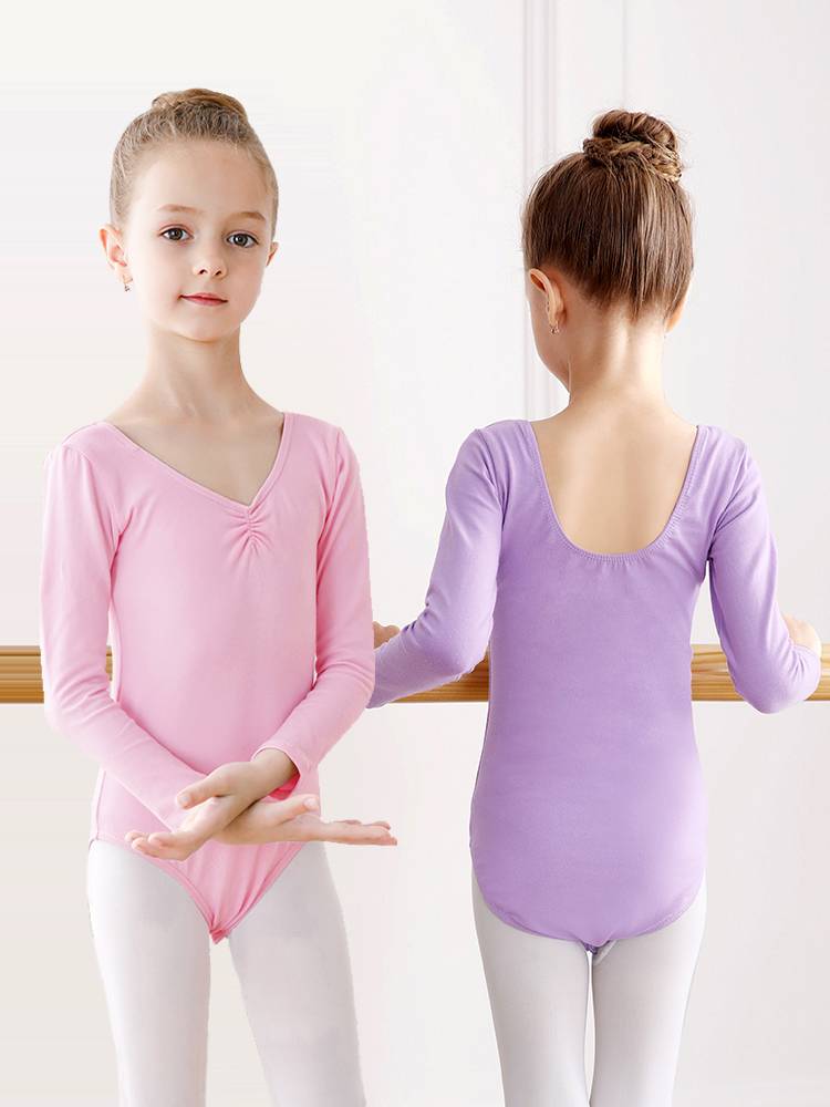 Children's dance clothing girl ballet dance exercise short -sleeved dance dancing dance dance clothes shape clothes purple gymnastics uniform