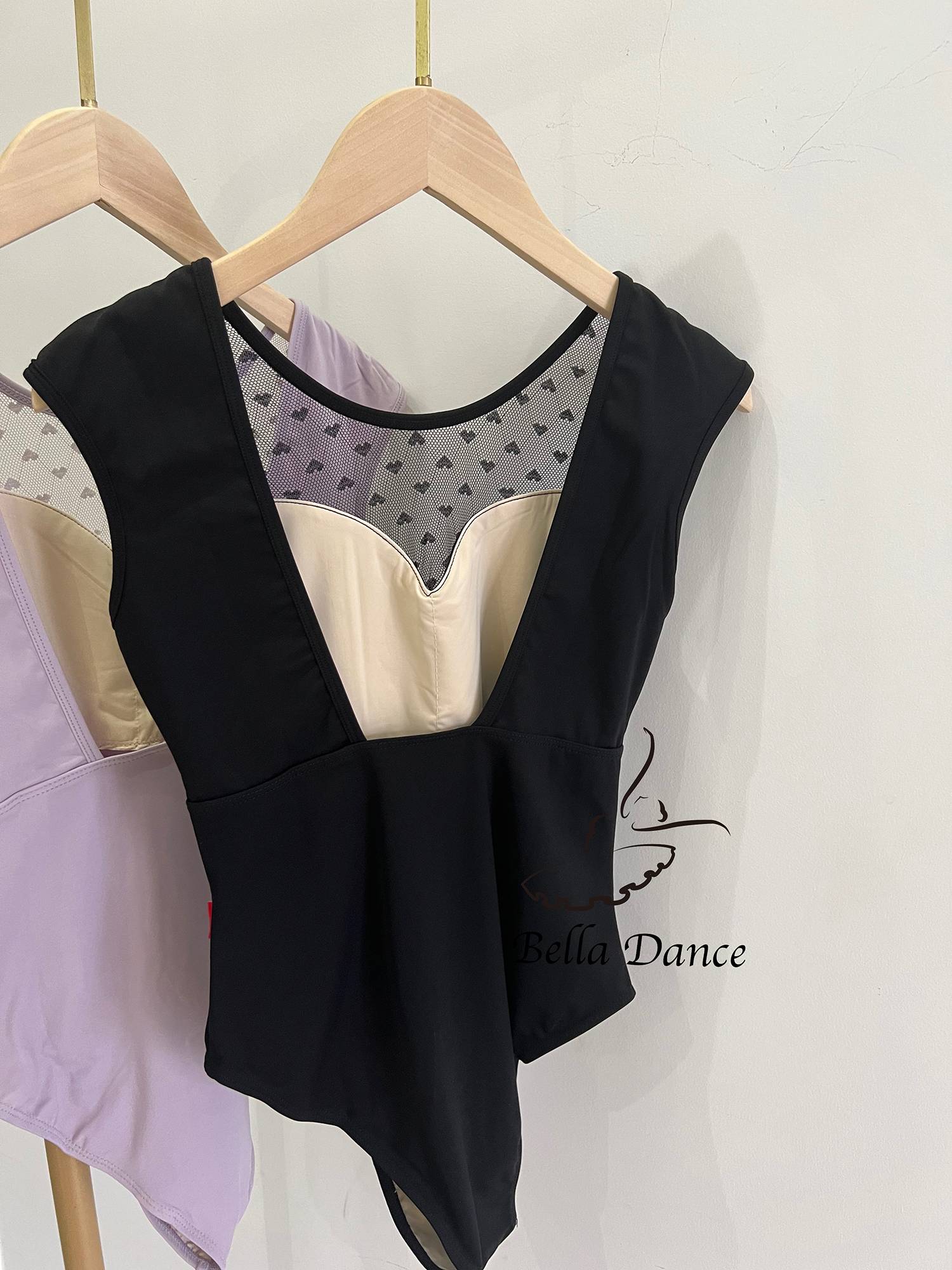 Adult ballet dance uniform sleeveless gymnastics training connecting peach heart lace mesh gauze stitching big open -back body clothes summer