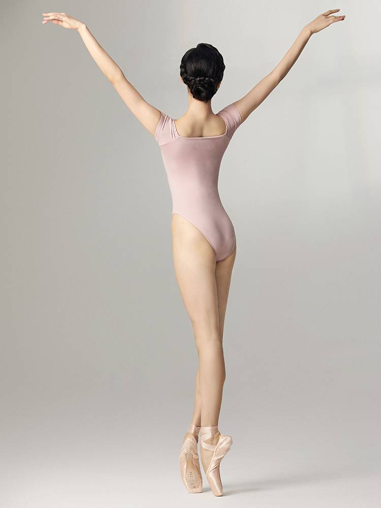 Sansha French Sanzha Ballet Dance Female Dance Dance Dance Dressing Dress High Elastic Short -sleeved Words Ladder Uniform