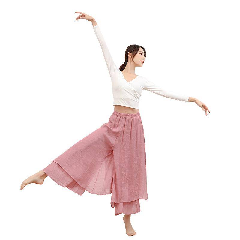 Professional dance service female adult long -sleeved V -neck tie Latin dance ballet modern dance top teacher art test