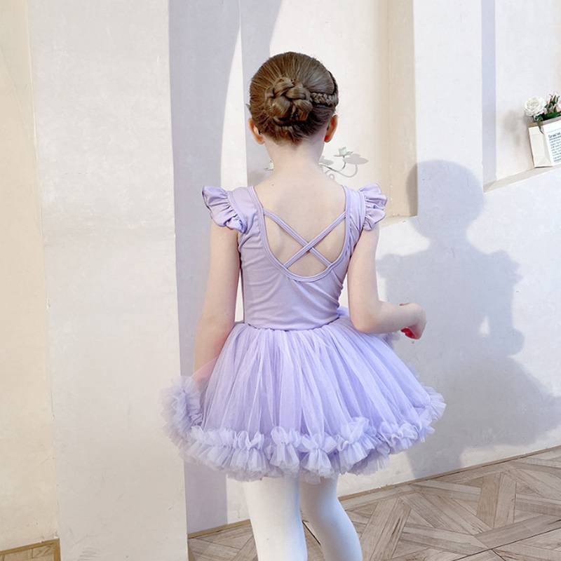 Dance service girl Xia Fei sleeve dance skirt children's short -sleeved exercise princess convex skirt girl ballet skirt