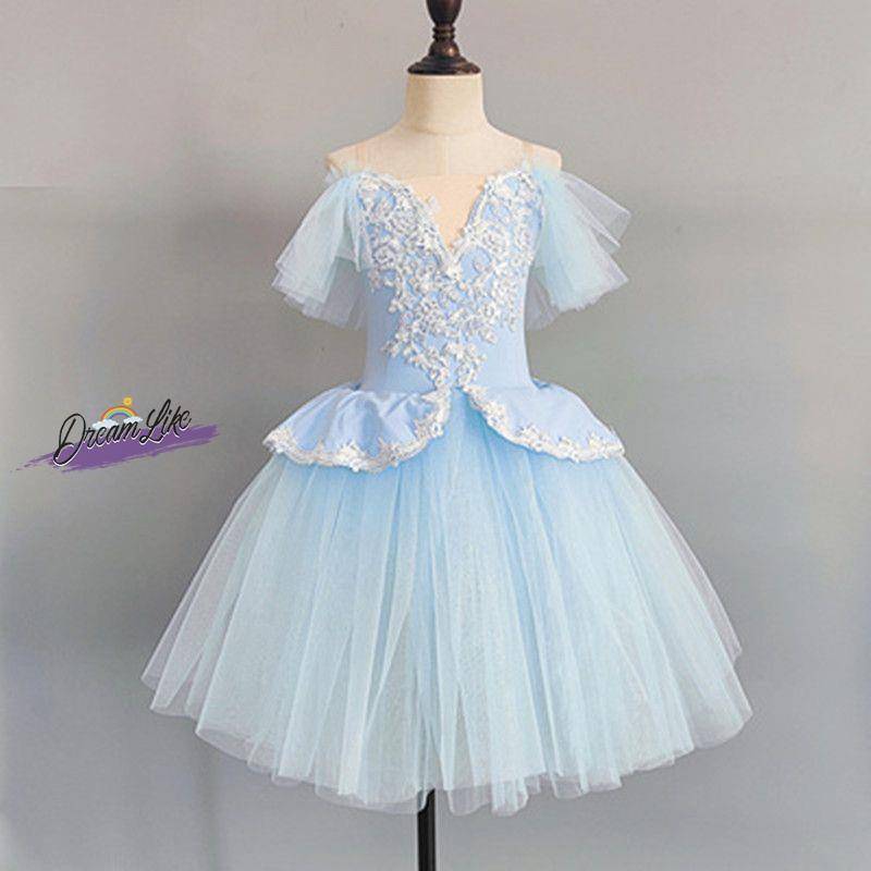 Children's ballet skirt beige puff long gauze skirt Swan lake ballet dance tutu skirt group performance service