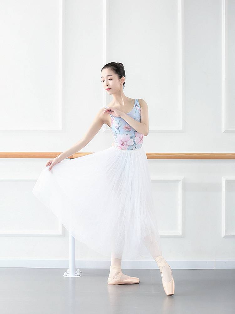 Little jasmine dance ballet long skirt behind the bow four -layer soft yarn skirt adult female skirt dance practice service