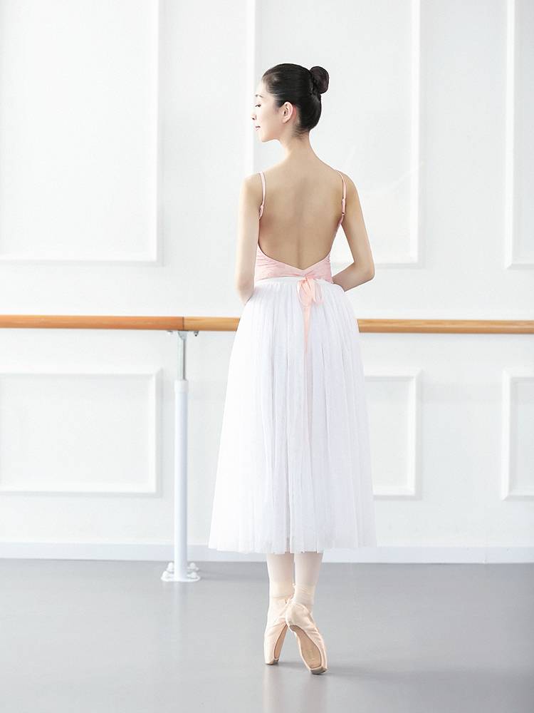 Little jasmine dance ballet long skirt behind the bow four -layer soft yarn skirt adult female skirt dance practice service