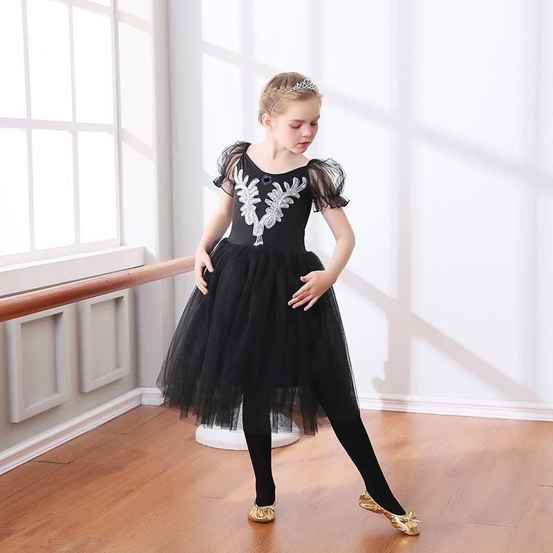 Ballet dance skirt Children's long gauze skirt Bubble sleeve multi -color princess puffy skirt spring and summer little swan practitioner performed clothes