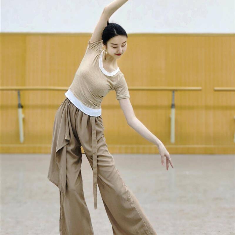 Short -sleeved modern dance exercise, yoga dance service slim classical dance shape, dress spring and summer, thin ballet test