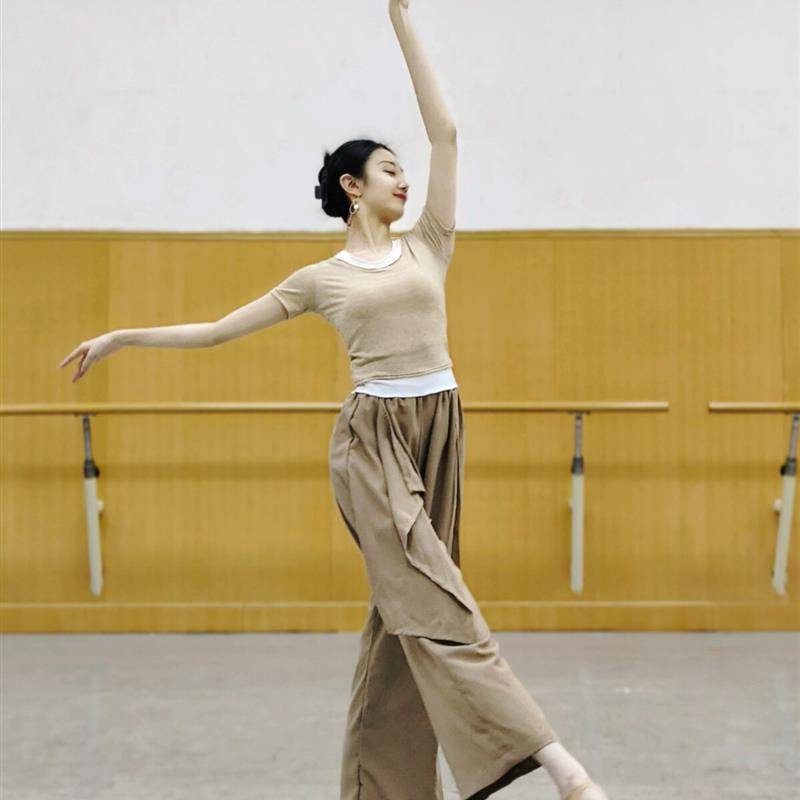 Short -sleeved modern dance exercise, yoga dance service slim classical dance shape, dress spring and summer, thin ballet test