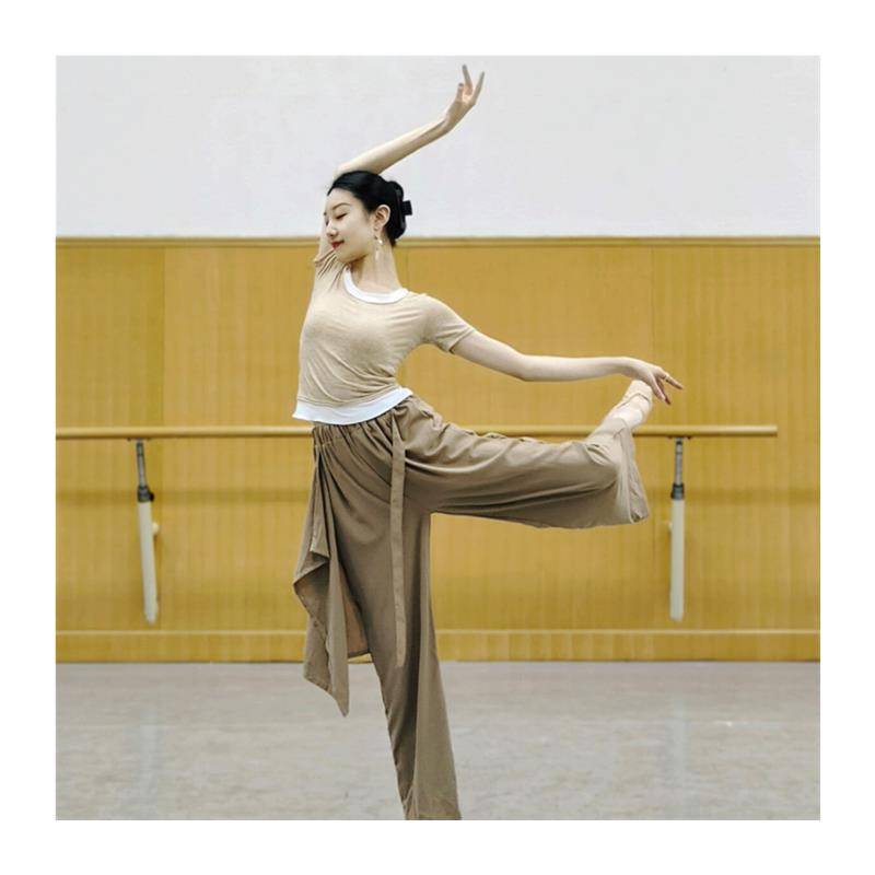 Short -sleeved modern dance exercise, yoga dance service slim classical dance shape, dress spring and summer, thin ballet test