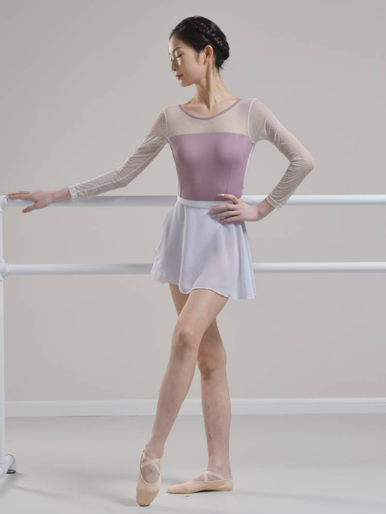 Ballet Dance exercises adult body clothes female art test dance high -sleeved long -sleeved clothes implanted velvet splicing class service