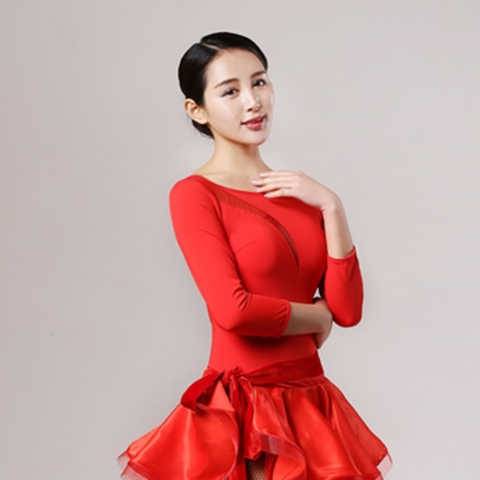 2019 women's net gauze splicing air yoga joints containing chest pad ballet dance crotch with buckle bribel clothing