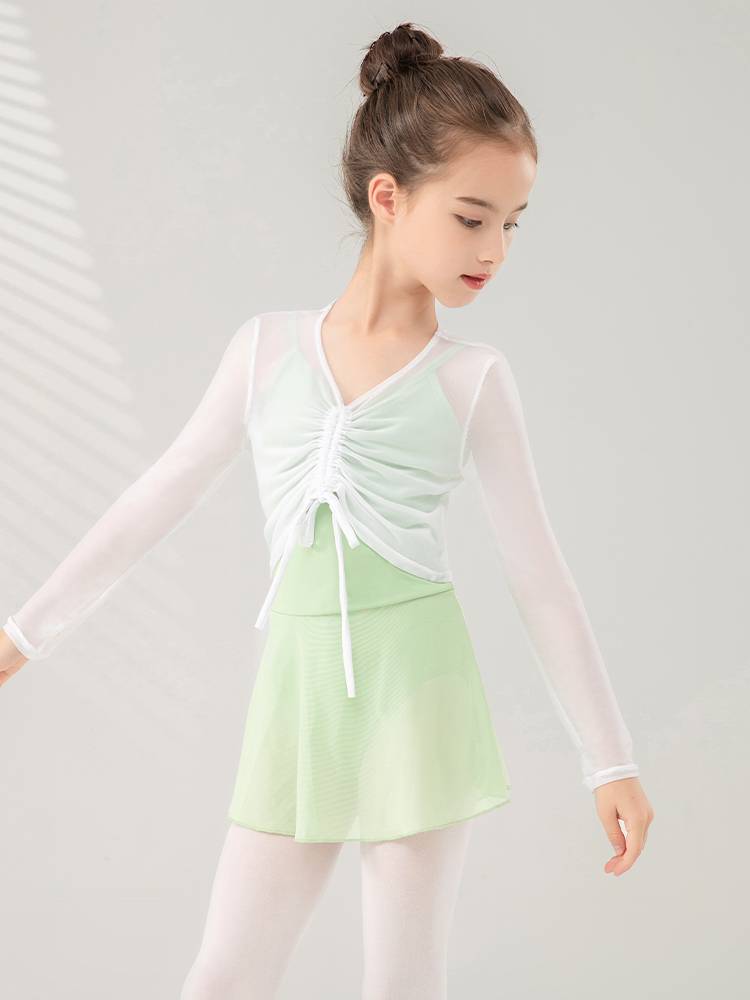 Yuebu children's ballet net gauze top white gauze female coat ballet body clothes practice dance dance service summer