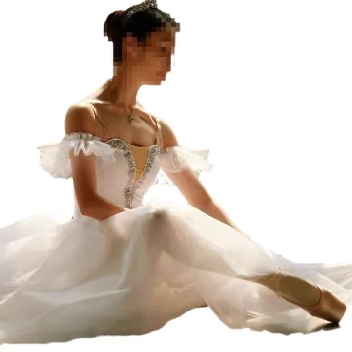 White ballet performance service adult professional dance gauze skirt long skirt performance service ballet skirt performance