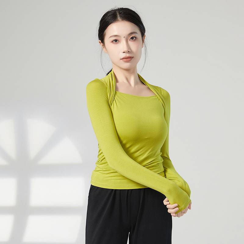Shoulder ballet dance clothing women's practice service Latin dance clothes dress dancing dancing gymnastics sports clothes outside and wide